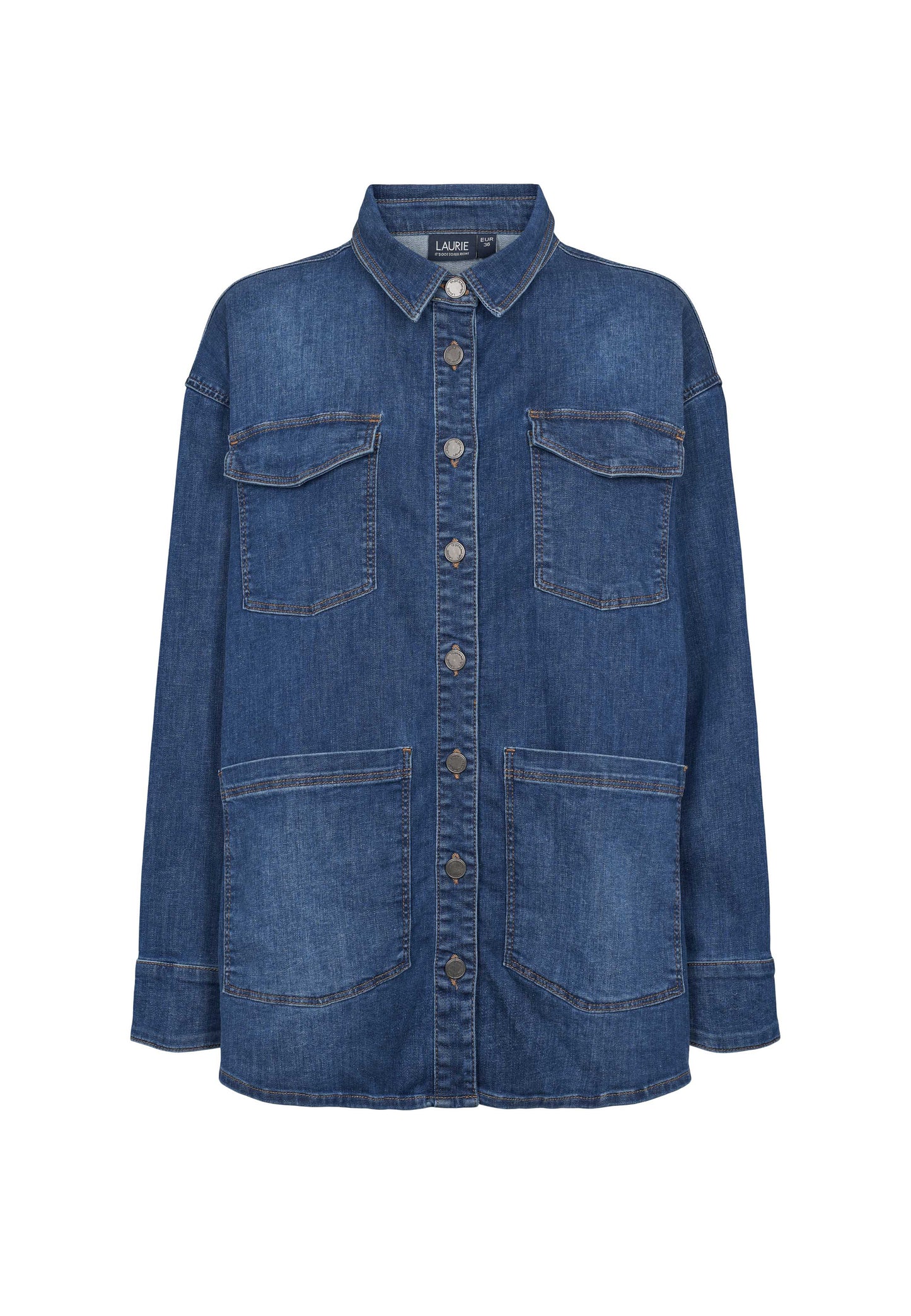 Mille Oversize Shirt Jacket - Long Sleeve - Washed Blue Denim